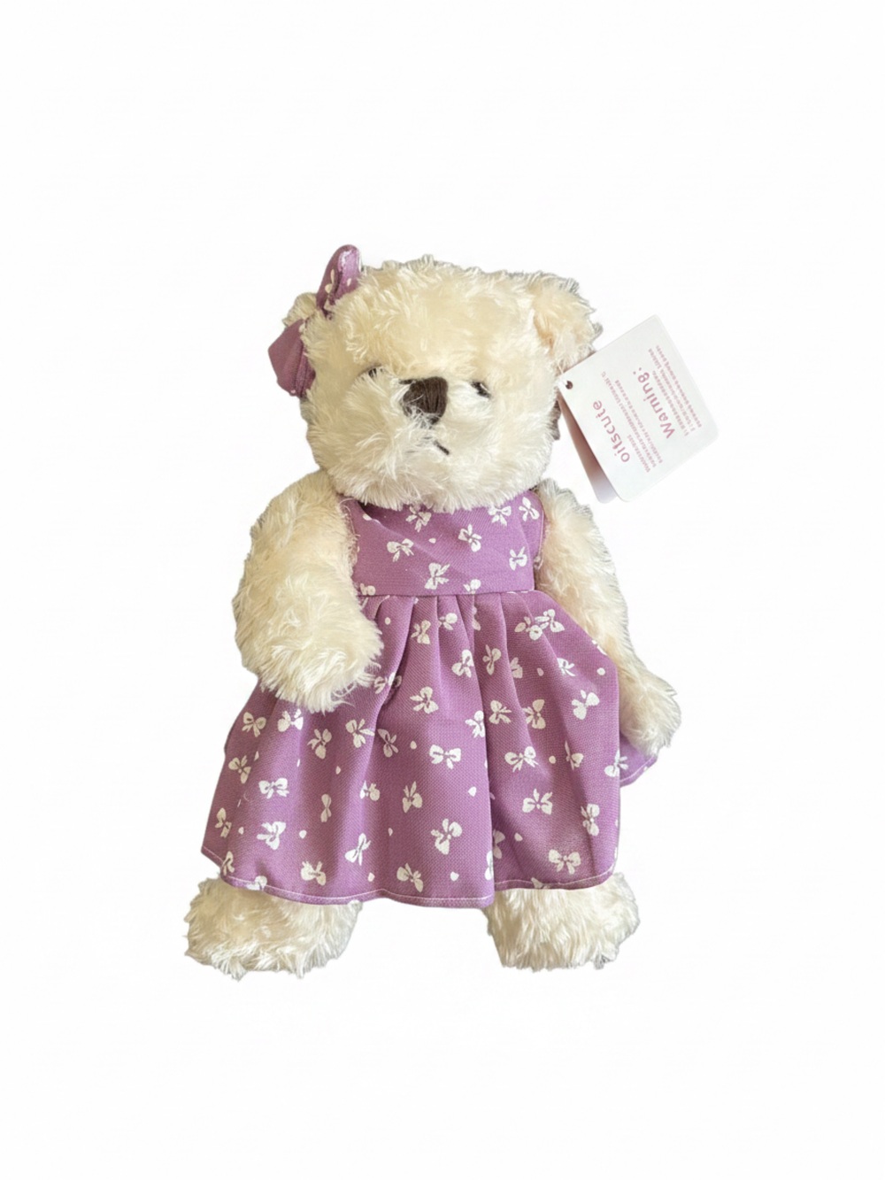 Plush Teddy Bear Doll in Lavender Floral Dress - Kids Toys